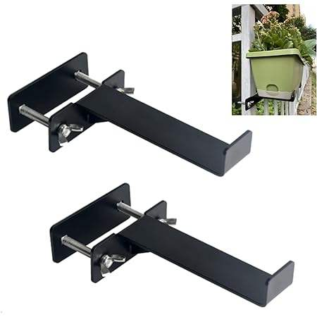 Adjustable Flower Box Outdoor Hanging for Garden Fence Wall Window Deck Wrought Iron Steel Metal Railing Planter Bracket - Image 2