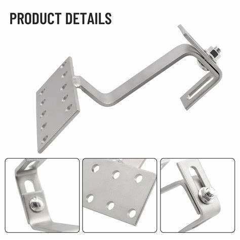 Aluminum Rail Clamp Solar Racking Clamp PV Bracket Rail Fixing Metal Tin Roof Roof Hook Clamps - Image 3