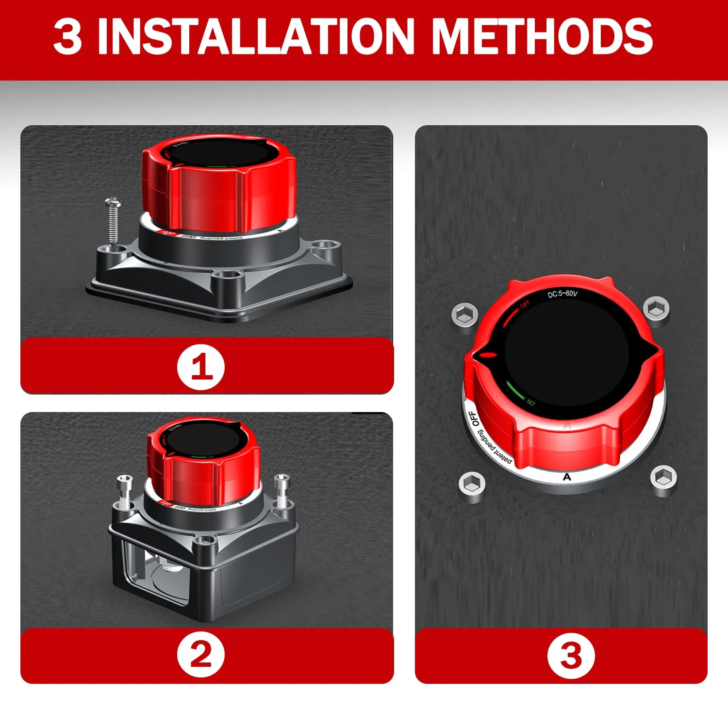 Car Battery Switch, Battery Power Cutting, Main Switch Disconnect, Isolator with Protruding Ear Room, Car on/off Kit - Image 2