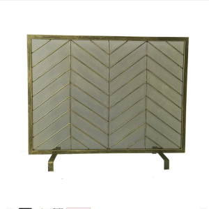 Classic Indoor Wrought Iron Metal Mesh Decorative Hand Forged Fireplace Screen Custom Fireplace Screen 3-Panel Folding