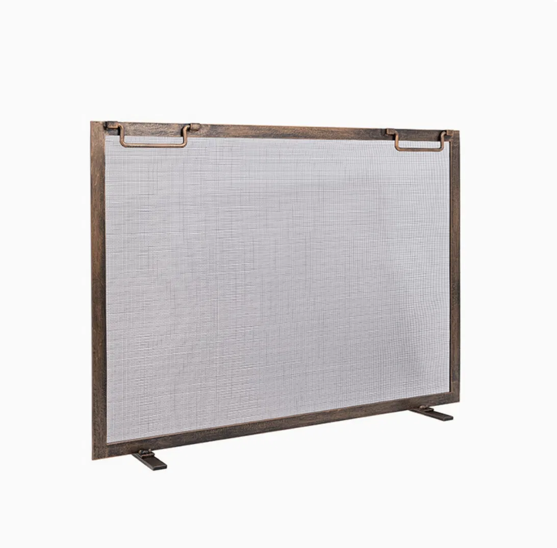 Classic Indoor Wrought Iron Metal Mesh Decorative Hand Forged Fireplace Screen Custom Fireplace Screen 3-Panel Folding - Image 5