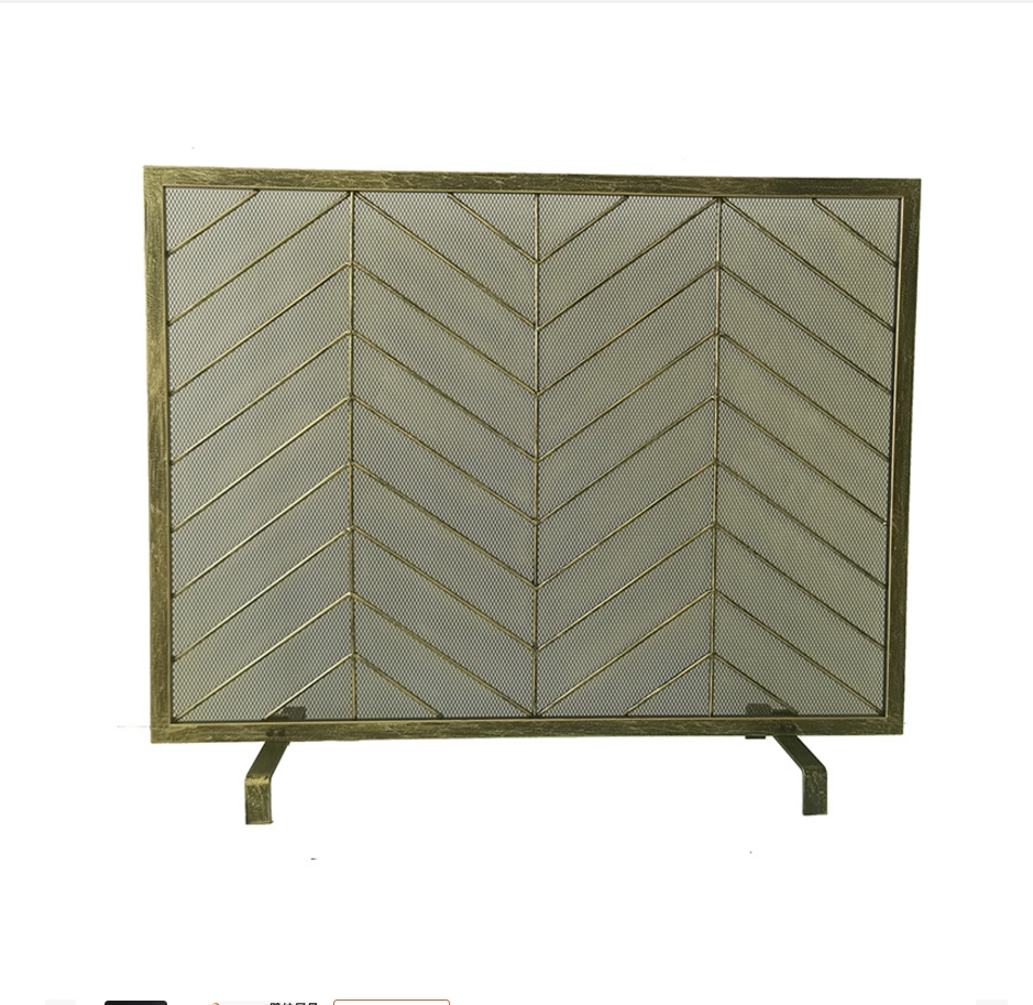 Classic Indoor Wrought Iron Metal Mesh Decorative Hand Forged Fireplace Screen Custom Fireplace Screen 3-Panel Folding