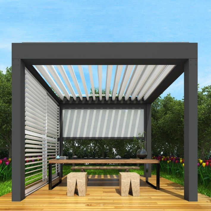 Customized Adjustable Outdoor Gazebo Waterproof Louvered Roof Motorized Bioclimatic Aluminum Pergola Sun Shade Terrace Roof - Image 2