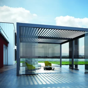 Customized Adjustable Outdoor Gazebo Waterproof Louvered Roof Motorized Bioclimatic Aluminum Pergola Sun Shade Terrace Roof