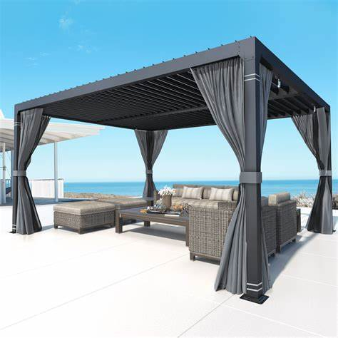 Customized Adjustable Outdoor Gazebo Waterproof Louvered Roof Motorized Bioclimatic Aluminum Pergola Sun Shade Terrace Roof - Image 5