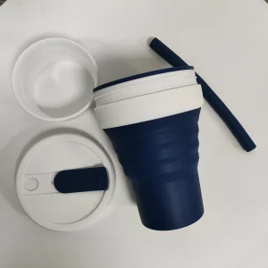 Top Sale 350ml Outdoor Portable Silicone Cups Collapsible Folding Camping Cup Foldable Reusable Travel Coffee Mug Cup with Lid