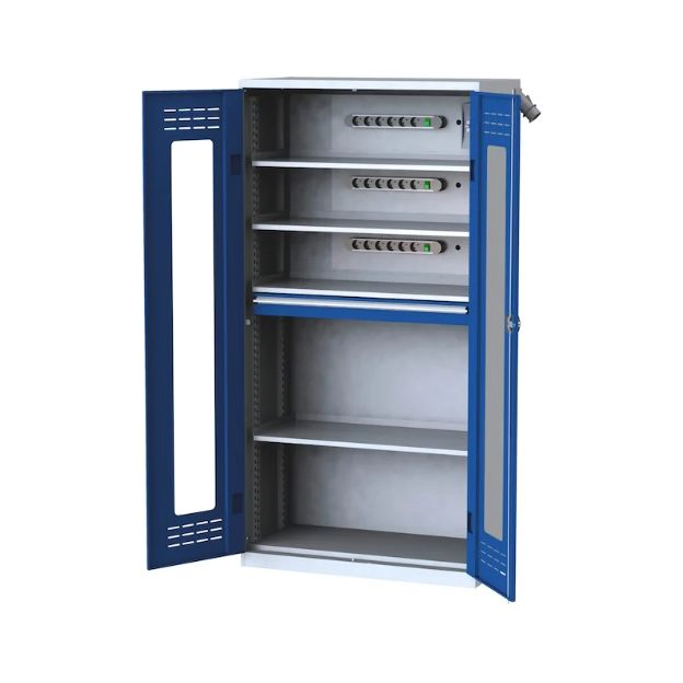Yistar Customization OEM Mobile Compactor/ Compact Movable Shelving/Filing Storage System Phone Tablet Charging Locker Cart - Image 2